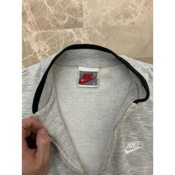 Vintage Nike Track Jacket Mens M Grey VTG 80s Bomber Sport Full Zip Sweatshirt - Picture 3 of 7